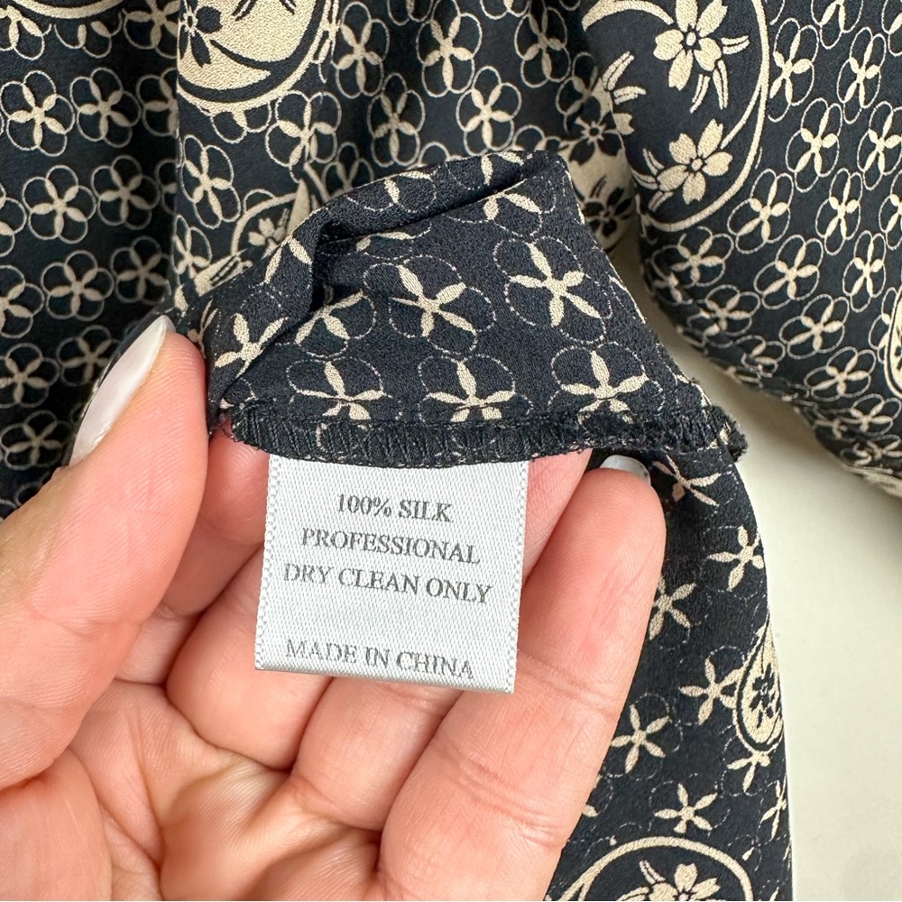 Vintage 100% Silk Black Floral Patterned Button-Up Shirt Anne Namba - Picture 8 of 11